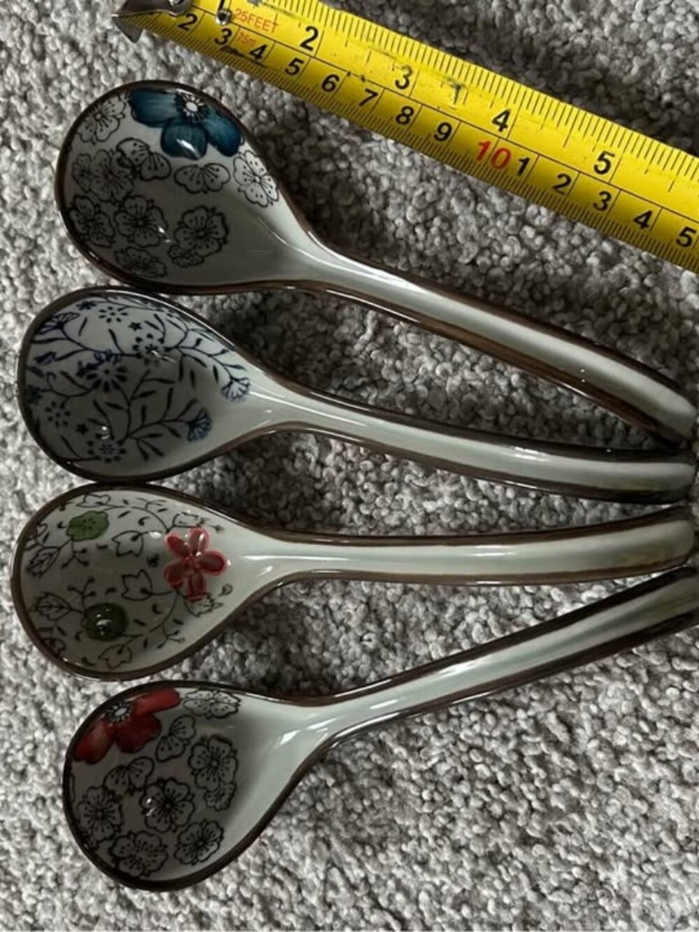 Ceramic Chinese Soup Spoons Set of 4